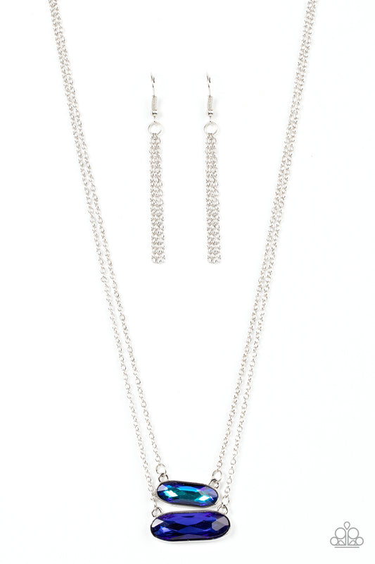 Double Bubble Burst Blue Necklace